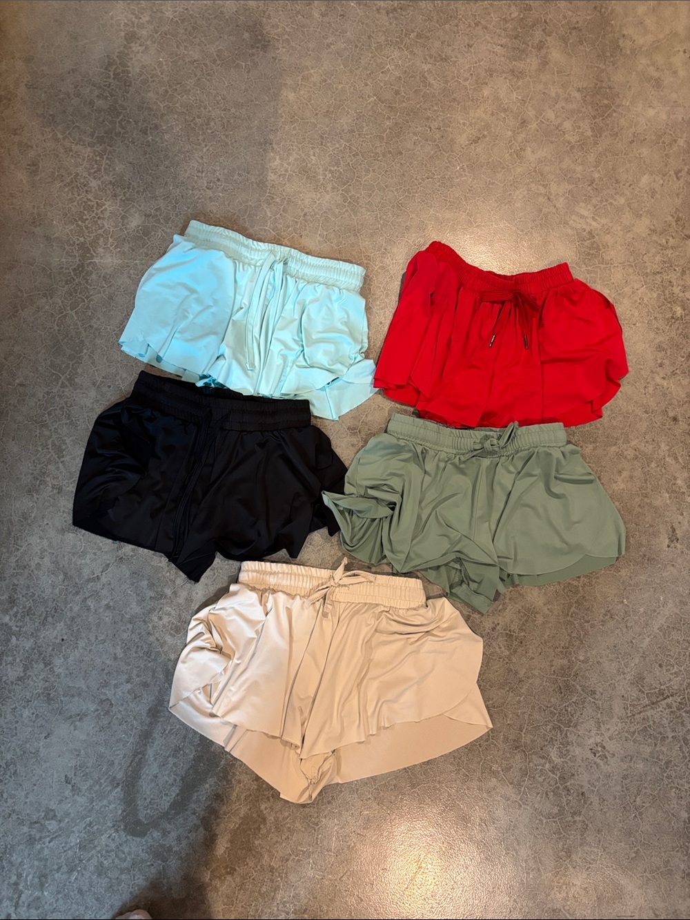 Girls' Ruffle Hem Elastic Waist Shorts - Red, Black, Light Blue, Sage, Cream